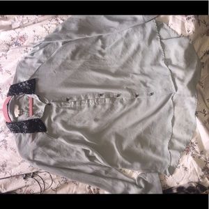 Sheer mint green/grayish green button up